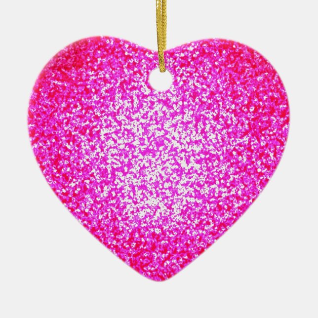 Bright pink glitter fashion heart ornament (Front)