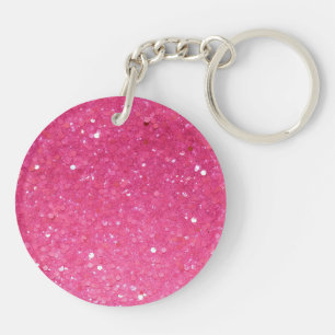 Bright Pink Glitter Key Ring