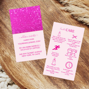 Bright Pink Glitter Modern Style Candle Care Business Card