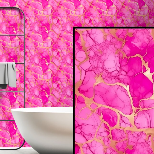 Bright Pink & Gold Marbled  Wallpaper (Creator Uploaded)