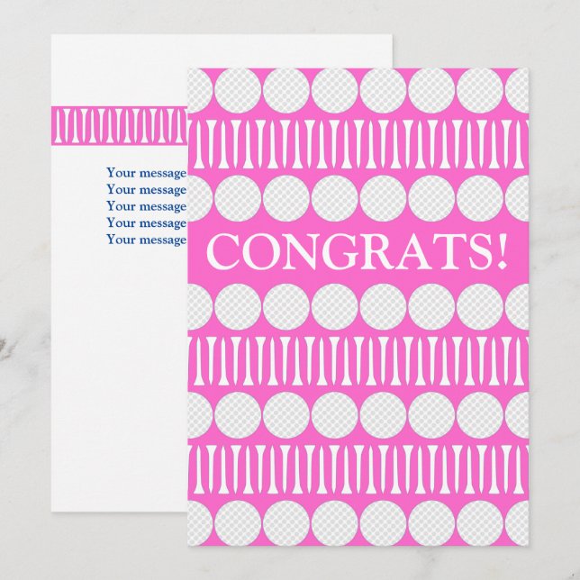 Bright Pink Golfer's Customised Greeting Card  (Front/Back)