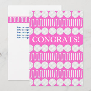 Bright Pink Golfer's Customised Greeting Card 