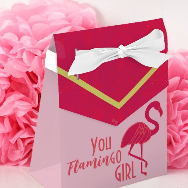 Bright Pink Green Flamingo Birthday  Favour Box (Creator Uploaded)