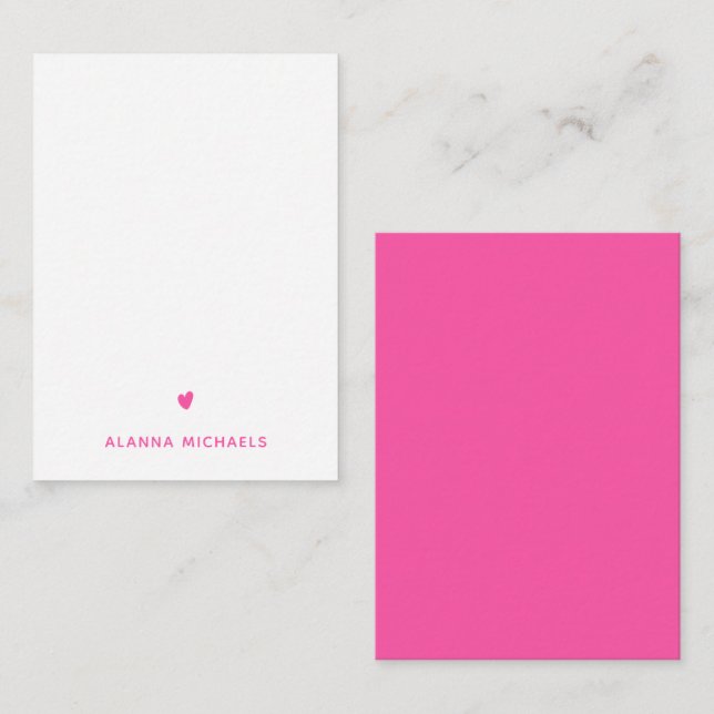 Bright Pink Heart and Name Card (Front/Back)
