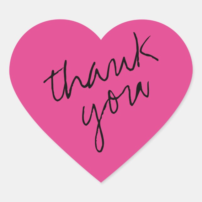 Bright Pink Heart Thank You Sticker (Front)