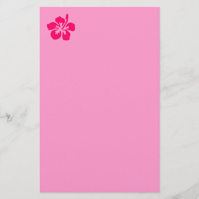 Bright Pink Hibiscus Stationery (Front)