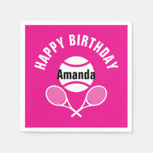 Bright pink I love tennis Napkin