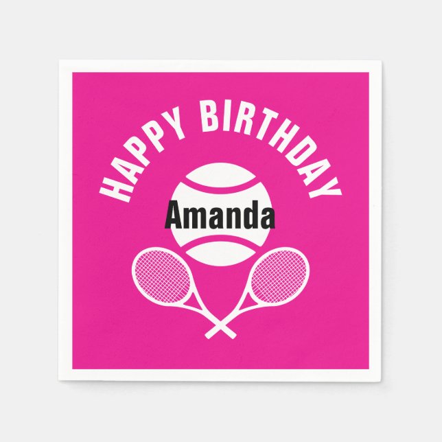 Bright pink I love tennis Napkin (Front)