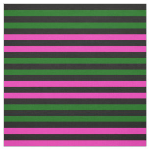 Bright pink, Island green, midnight black stipe Fabric