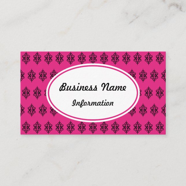 Bright Pink Lace Business Card (Front)