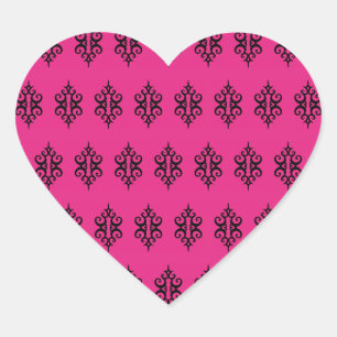 Bright Pink Lace Heart Stickers