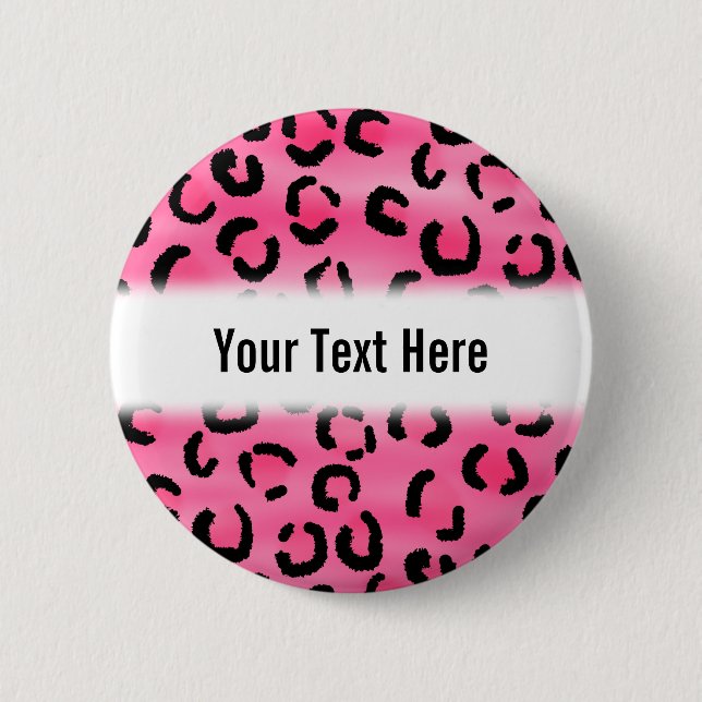 Bright Pink Leopard Print Pattern. 6 Cm Round Badge (Front)