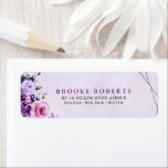 Bright Pink Lilac Purple Shades Watercolor Flowers<br><div class="desc">Modern floral midsummer wedding return address label features a bouquet of watercolor roses peonies in shades of bright purple plum,   rose,  pink ,  sage with lush green botanical leaves and eucalyptus with shiny black geometric frame.</div>