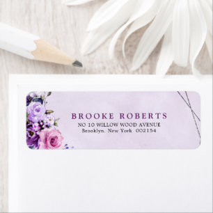 Bright Pink Lilac Purple Shades Watercolor Flowers