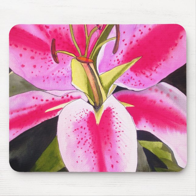 Bright Pink lily Tenerfife flower Mouse Mat (Front)