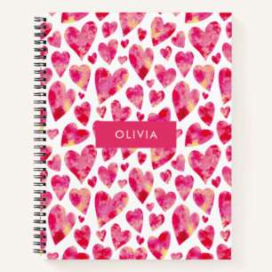Bright Pink Love Heart Notebook