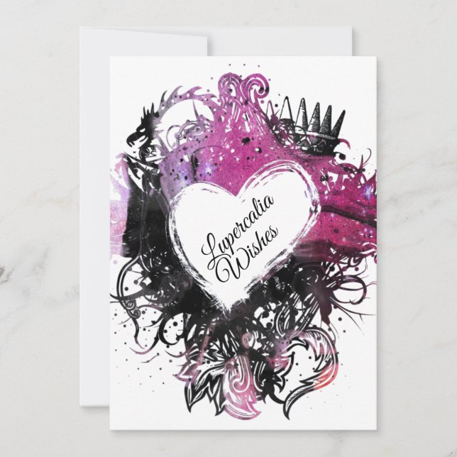 Bright Pink Marble Heart Lupercalia Valentine's Holiday Card (Front)