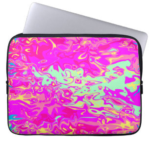 Bright Pink Marbleised Colours Abstract Art Laptop Sleeve