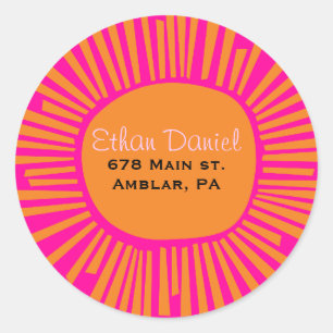 BRIGHT PINK MITZVAH Bat Mitzvah Invitation Sticker