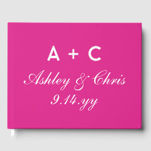 Bright Pink Modern Personalised Wedding Reception Guest Book