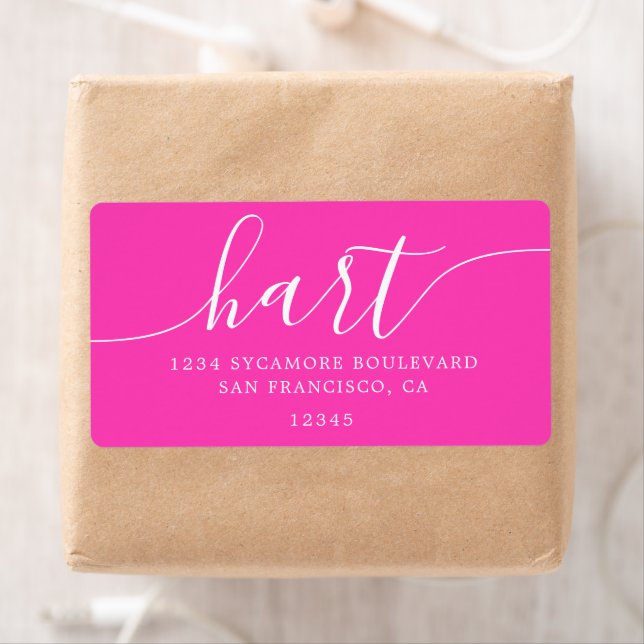 Bright Pink Modern Script Return Address (Insitu)