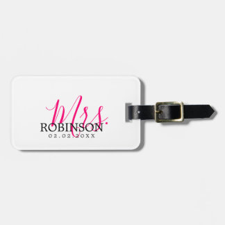 Bright Pink Mr. & Mrs. "Last Name" Luggage Tag
