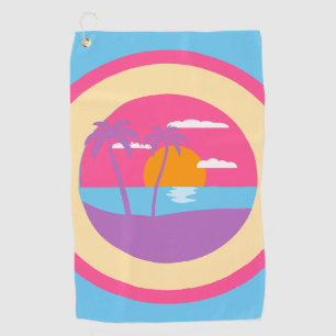 Bright pink neon tropical summer palm tree island golf towel