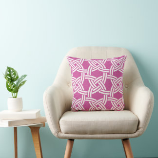 Bright Pink Off White Circle Links Pillow