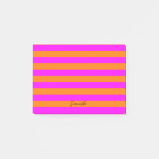 Bright Pink Orange Stripes with Lines Custom Post-it Notes