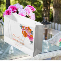 Bright Pink Orange Vibrant Floral Bridesmaid