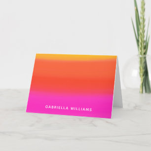 Bright Pink Orange Watercolor Personalised Name Card