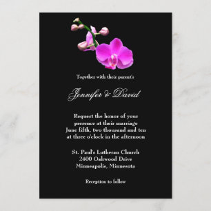 Bright Pink Orchid Wedding Invitation