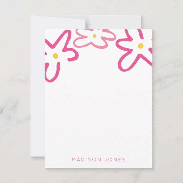 Bright Pink Painterly Flower Personalised Card (Front)