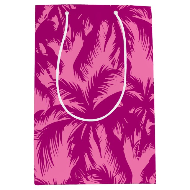 Bright pink Palm pattern Medium Gift Bag (Front)