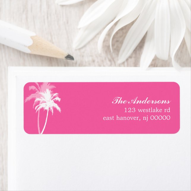 Bright Pink Palm Trees Tropical Beach Wedding (Insitu)