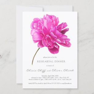 Bright Pink Peony Rehearsal Dinner Invitation