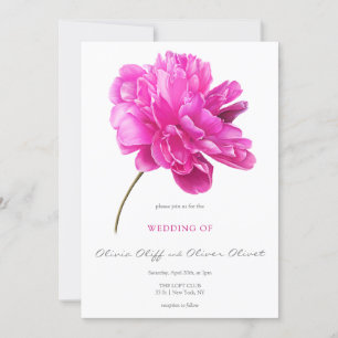 Bright Pink Peony Wedding Invitation