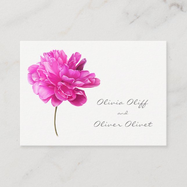 Bright Pink Peony Wedding Website QR Code Enclosure Card (Front)