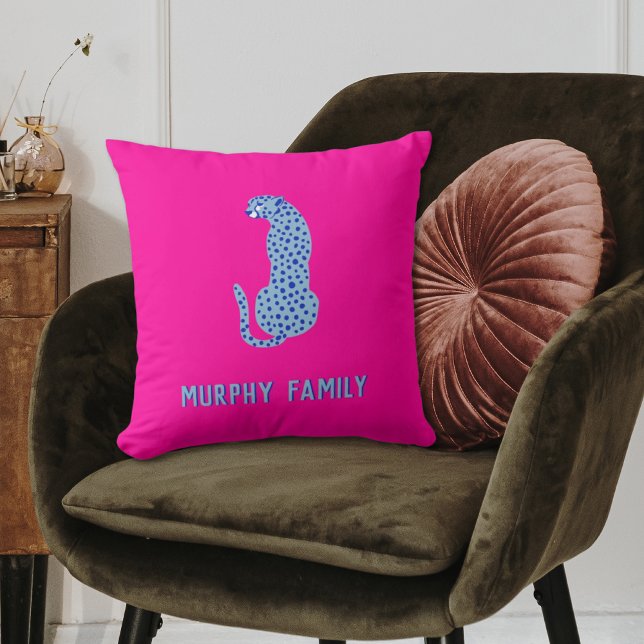 Bright Pink Personalised Modern Cheetah Pillow (Bright Pink Personalized Modern Cheetah Pillow
)