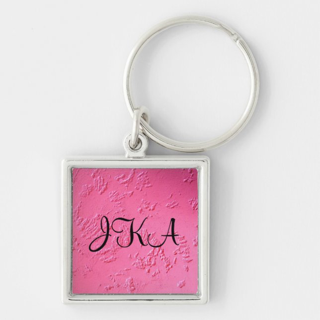 Bright Pink personalised name or initials Key Ring (Front)