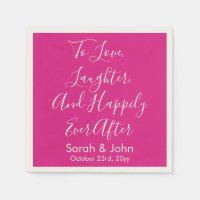 Bright Pink Personalised Script Wedding Reception
