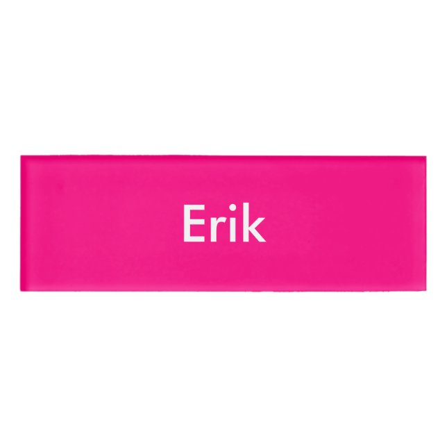 Bright Pink Personalised Template Name Tag (Front)
