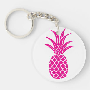 Bright Pink Pineapple Acrylic Keychain
