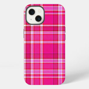 Bright Pink Plaid Tartan iPhone 13 Case