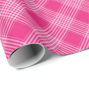 Bright Pink Plaid Wrapping Paper
