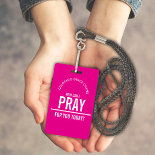 Bright Pink prayer church volunteers id badge