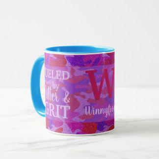 Bright Pink + Purple Camouflage Glitter Camo Name Mug