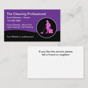 Bright Pink Purple Modern House Cleaning Maid  Business Card