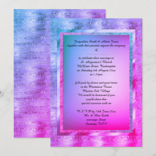 Bright Pink Purple Multi Patterned Elegant Wedding Invitation