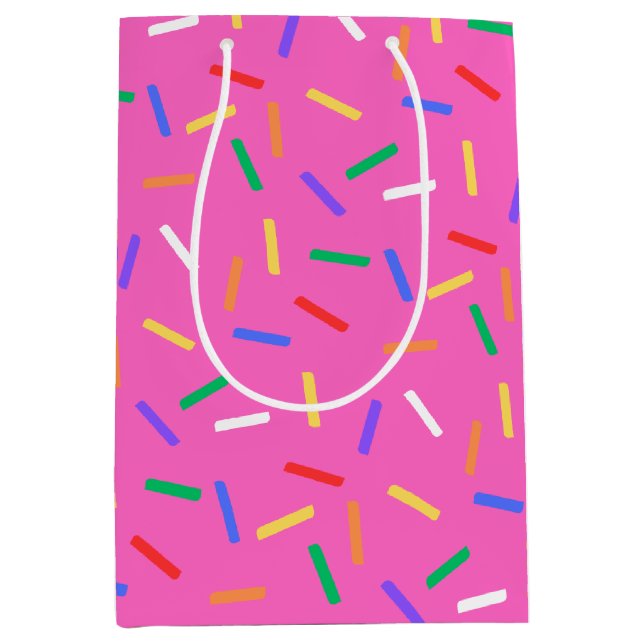 Bright Pink Rainbow Sprinkles Thank You Gift Bag (Front)